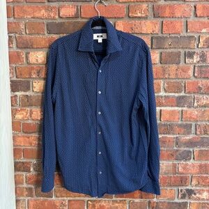 Joseph Abboud mens floral long sleeve button up shirt blue M